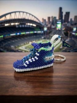 Beaded Sneaker Keychain Blue Green White