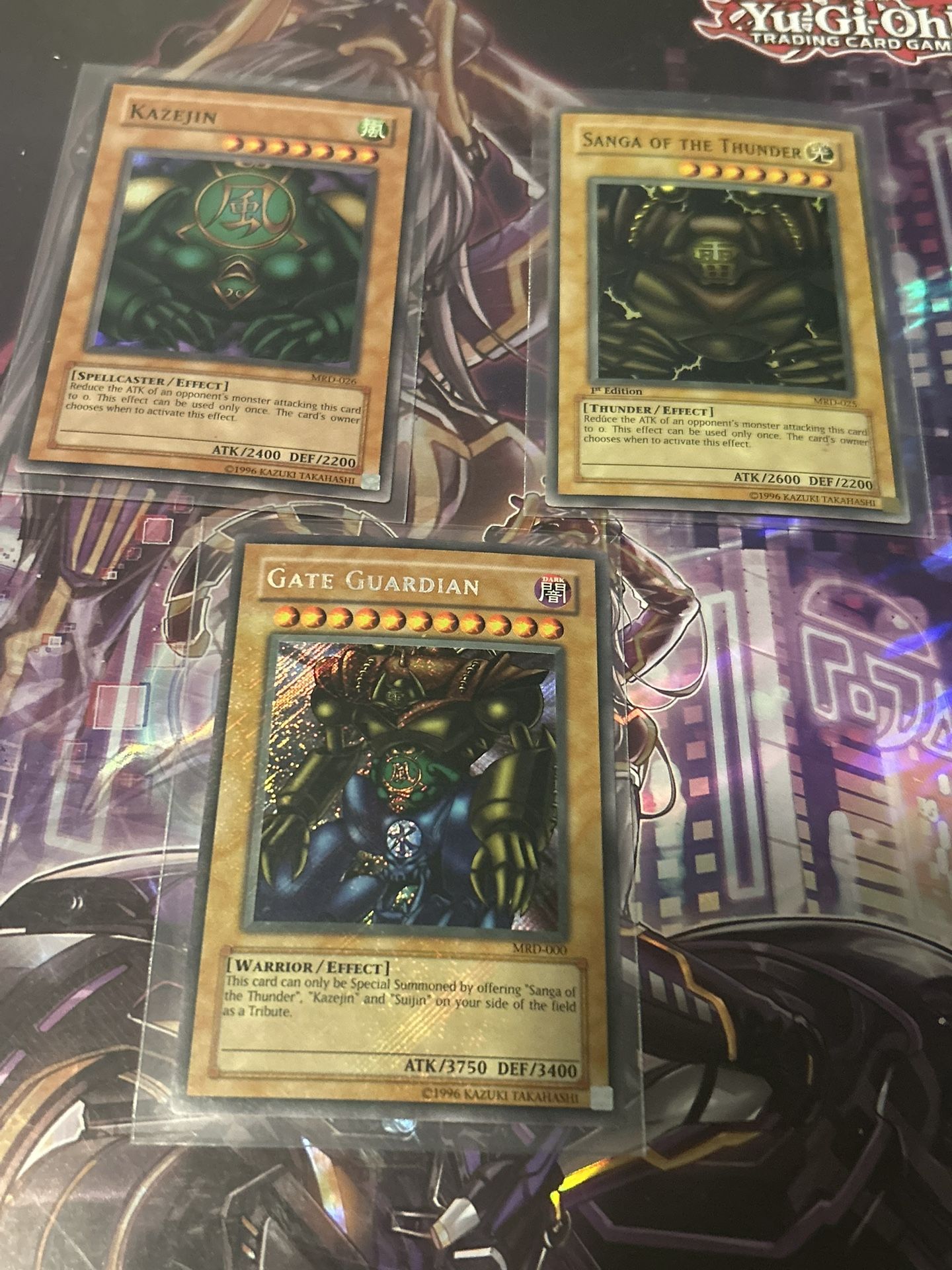 Yu-Gi-Oh Gate Guardian Cards Yu-Gi-Oh! Gate Guardian + DB1 Mint Set   Sanga, Kazejin, Suijin Cards Near Mint Condition Guardian Yugioh