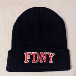 FDNY Embroidered Black Beanie Cap Fire Department New York