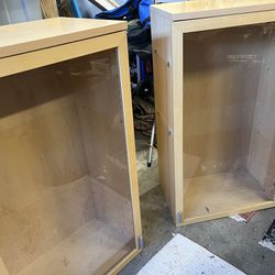 Pair Of Cabinets With Glass Doors And Light Plugins 