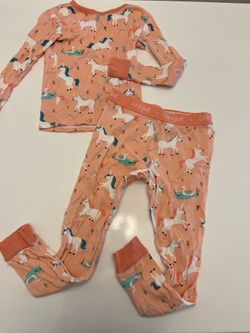 Cat & Jack Coral Unicorn Pajama Set with Teal Accents Size 8