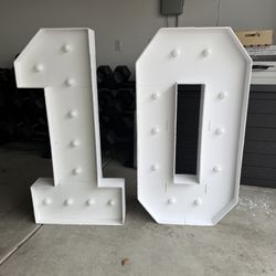 imprsv 4FT Marquee Numbers, Light Up Numbers, Marquee Numbers 1, and 0= 10 Cool White Light Up Numbers for Party, Big Numbers for 1st 16st 21st Birthd