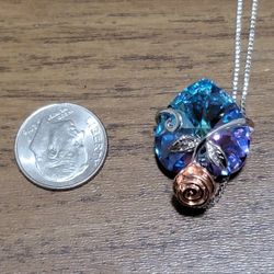 Shijia Crystal Rose Heart Necklace 925 Silver