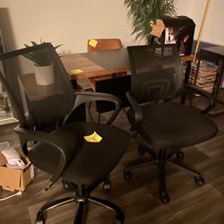 2 Black Rolling Desk Chairs 