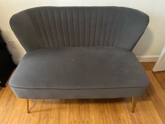 Gray Velvet Loveseat with Gold Legs
