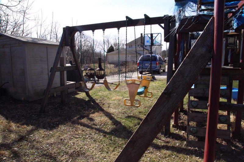 Wooden Swing Set Play Fort