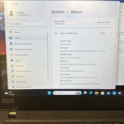 14" Lenovo ThinkPad T490 Windows 11 Pro 8Gb RAM 256Gb SSD Intel i5 8th Gen
