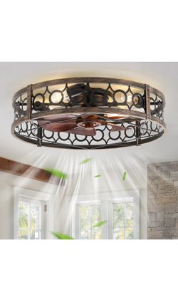 Caged Flush Mount Ceiling Fans with Lights (New In Box)