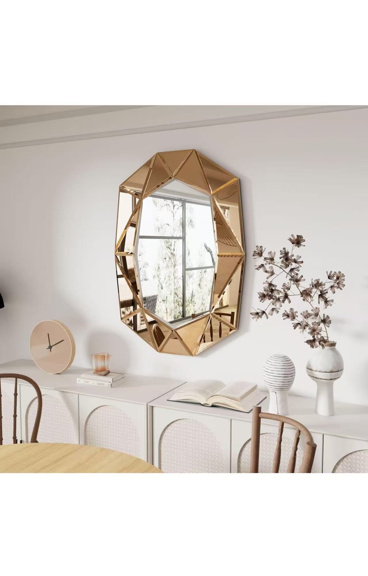 Decorative Wall Mirror Oval: Diamond Shaped Large Silver Vanity with JADE GREEN Glass Mirror Beveled Frame Edge 40x28 inch Modern Home Art Deco for Li
