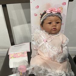 KSBD Reborn Baby Doll Black Girl – 18-Inch Realistic Lifelike African American Newborn Handmade Doll 
