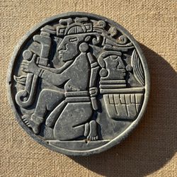 Vintage Carved Stone Mayan God Of Music, Unique One Of a Kind Art Hand Carved Mexico Artist Signed