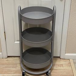 Brand New Rolling 3 Tier Utility Cart Gray Round Rolling Cart Baskets