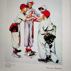 Art Norman Rockwell Four Sporting Boys With COA