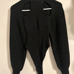 Jumper Bodysuit with Cut Out - Black 