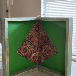 Double-Sided Artwork Crafted from Premium Wood with an Authentic Antique Persian Carpet