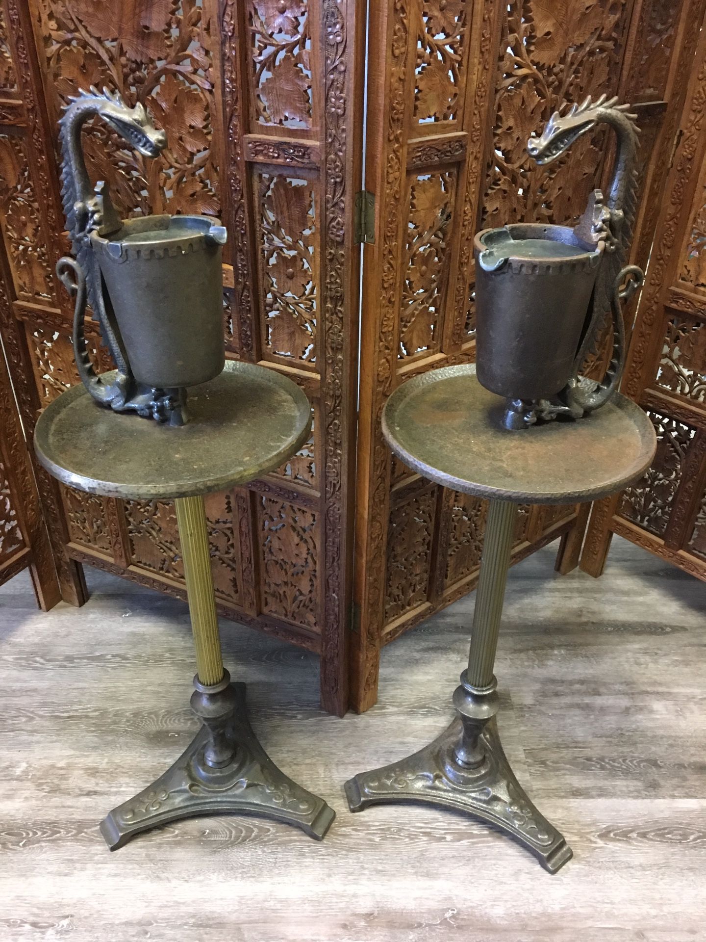 Dragon Ashtray Antique Cast Iron Standing Floor Cigar Stand