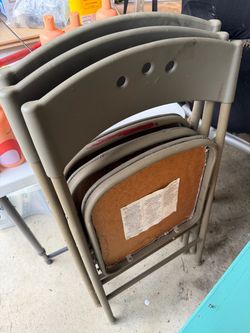 3 metal folding chairs grey