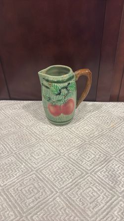 Majolica Style Ceramic Pitcher with Apple Design