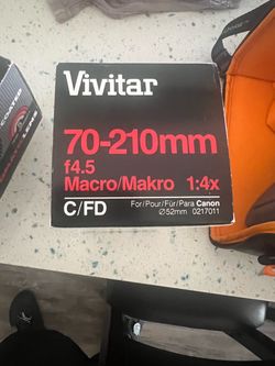 Vivitar 70-210mm f4.5 Macro Lens Canon FD