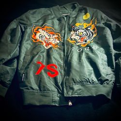 Members Only Tiger Graphic Bomber Jacket