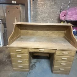 Wooden Desk with Drawer Storage & Shelf.