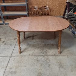 Used Wooden Table With Extensions And Chairs