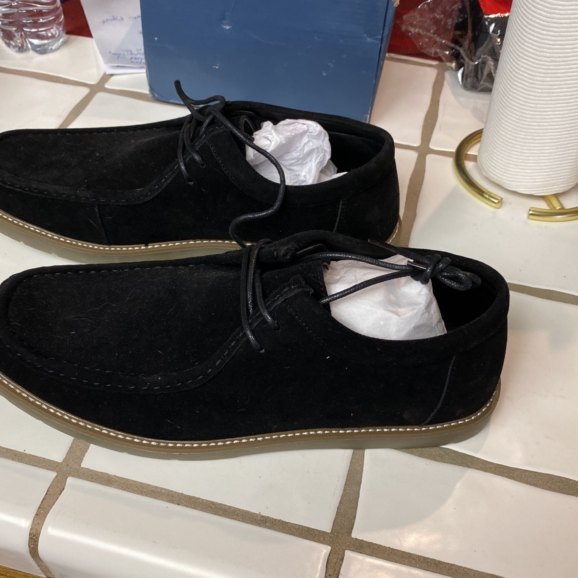 Brand New Size 12 Black Suede Dress Shoes