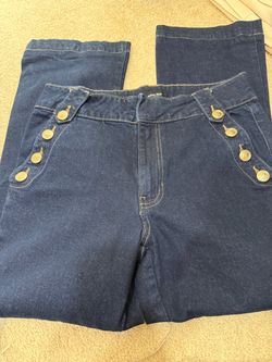 Dark Wash Jeans with Gold Buttons