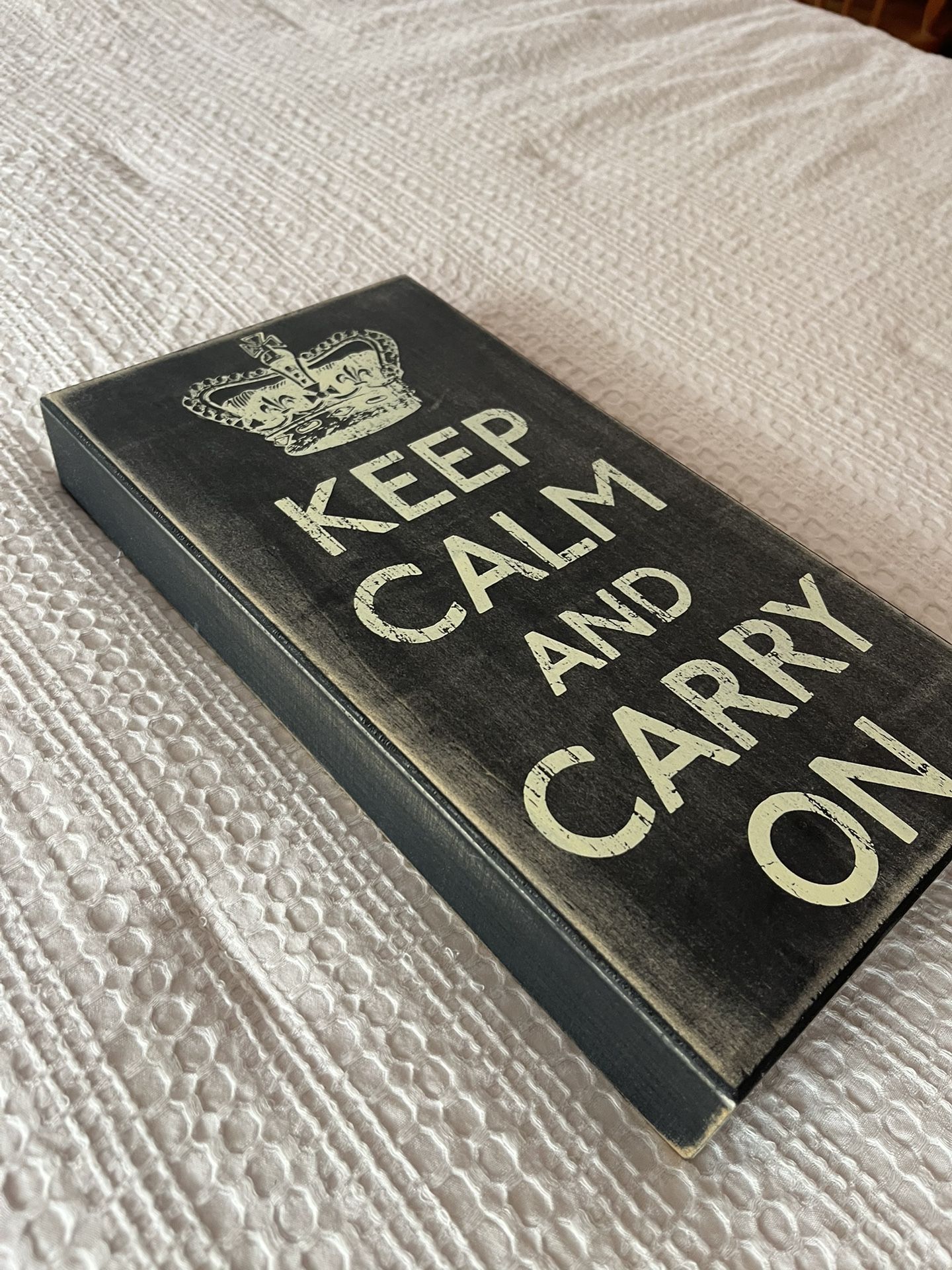 ‘Keep Calm And Carry On’ Wood Decor Sign