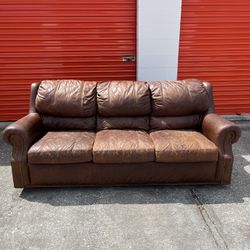 Brown Genuine Leather Couch - FREE