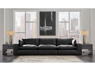 Emilia Black Leather 3pc Modular Sectional Sofa (Online Special Price)