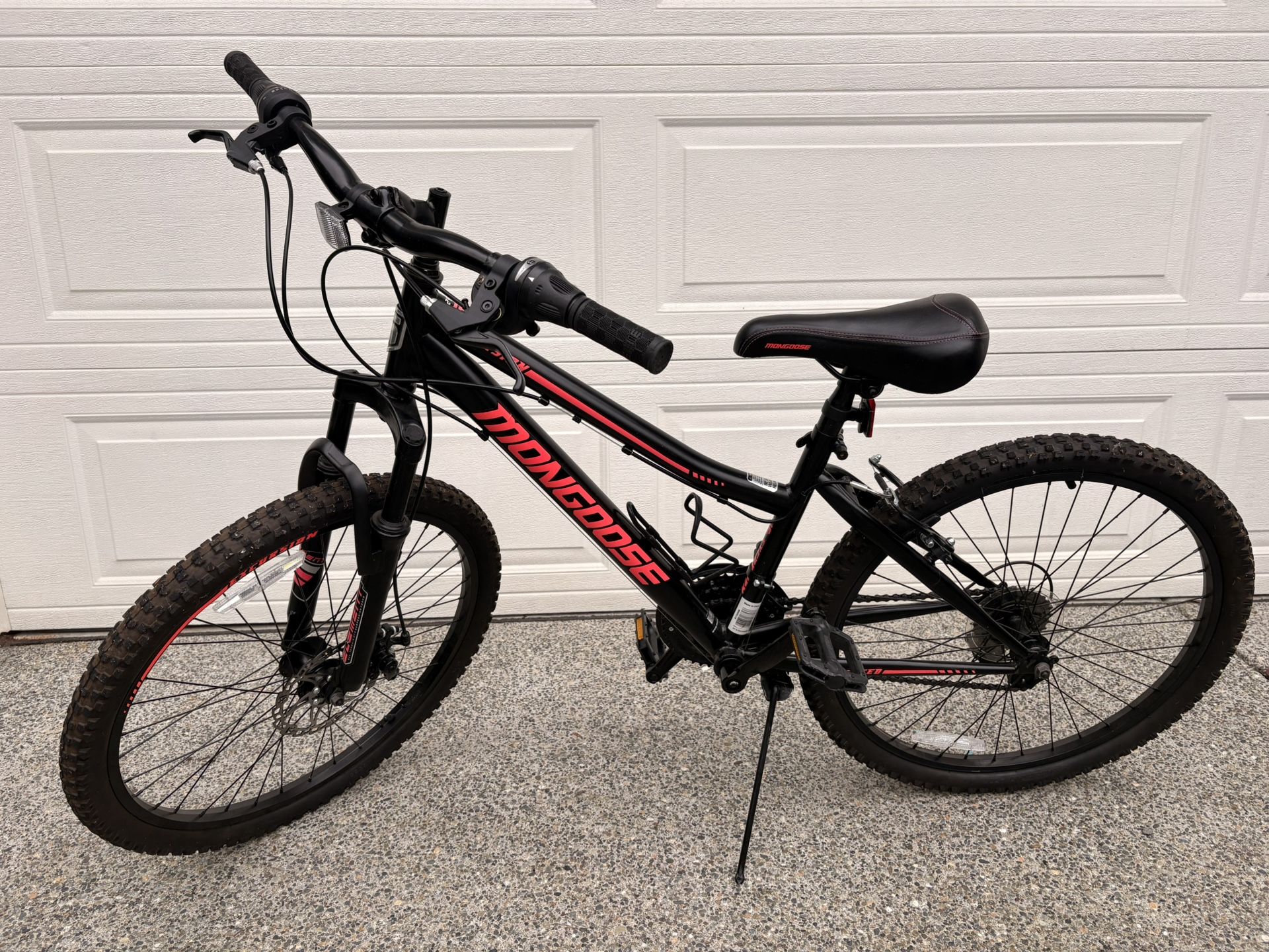 Mongoose Excursion Mountain Bike, 24" Wheels, Black, 21 Speeds