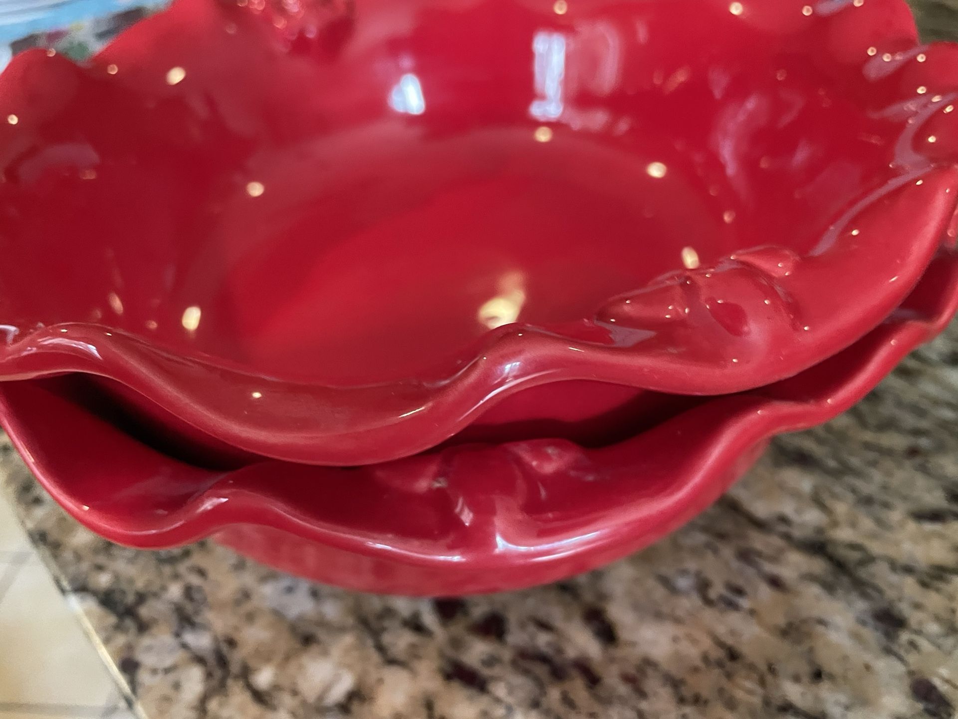Pair of Red Italian Serving Bowls