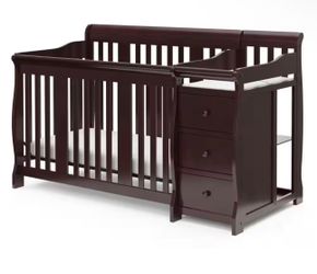 Free used wood Crib with mattress, 3 drawers, and changing pad