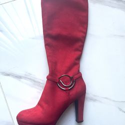 Women’s Red Suede Boots - Size 6