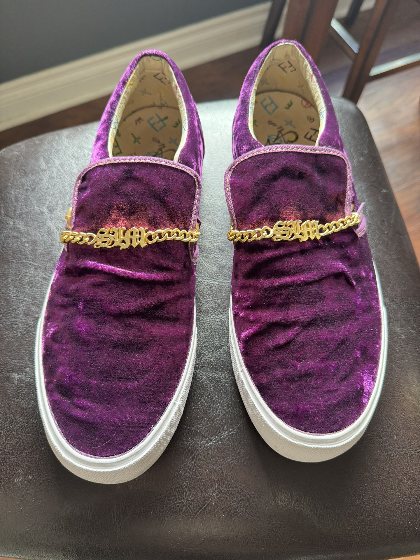 Supra Fenix Flexin Cuba Purple Velvet Mens Slip On Skateboard