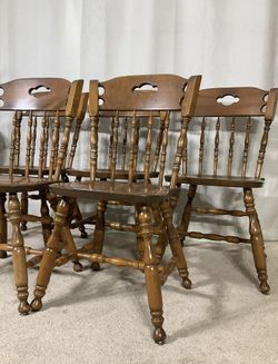 S. BENT BROS. Hard Rock Maple Colonial Chairs Made In USA