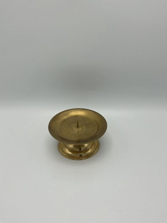 Vintage Brass Pillar Candle Holder 2.5in