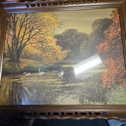 Rare MÜLLER-KURZWELLY, KONRAD ALEXANDER Waldbach Herbststimmung Swan Lake