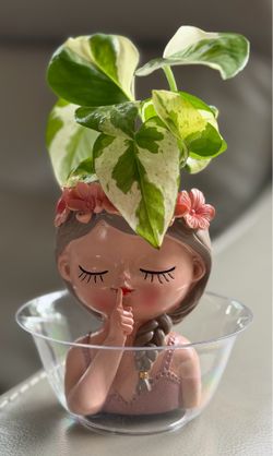 Shushing Girl Planter with N’Joy Pothos