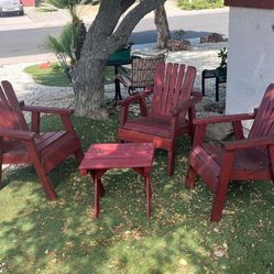3 Wood Chairs And Small Table 