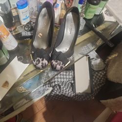 Gray And Leopard Heels