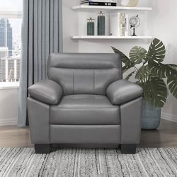 Home Elegance Living Room Large Gray Leather Accent Chair