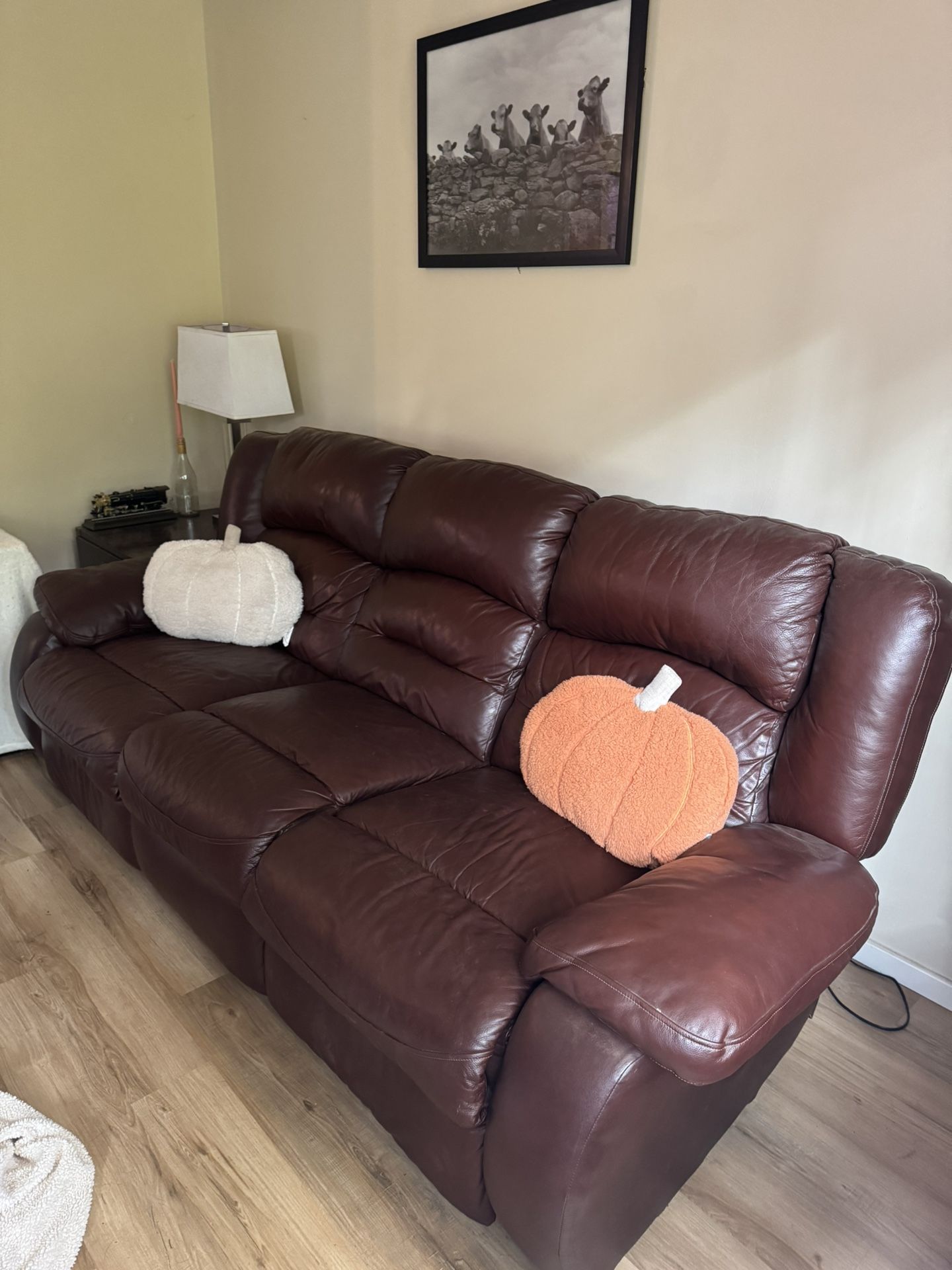 Brown Leather Reclining Couch