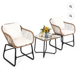 3PCS Patio Rattan Outdoor Bistro Set