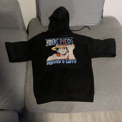 One Piece Monkey D. Luffy Hoodie – Black – Anime Graphic Pullover