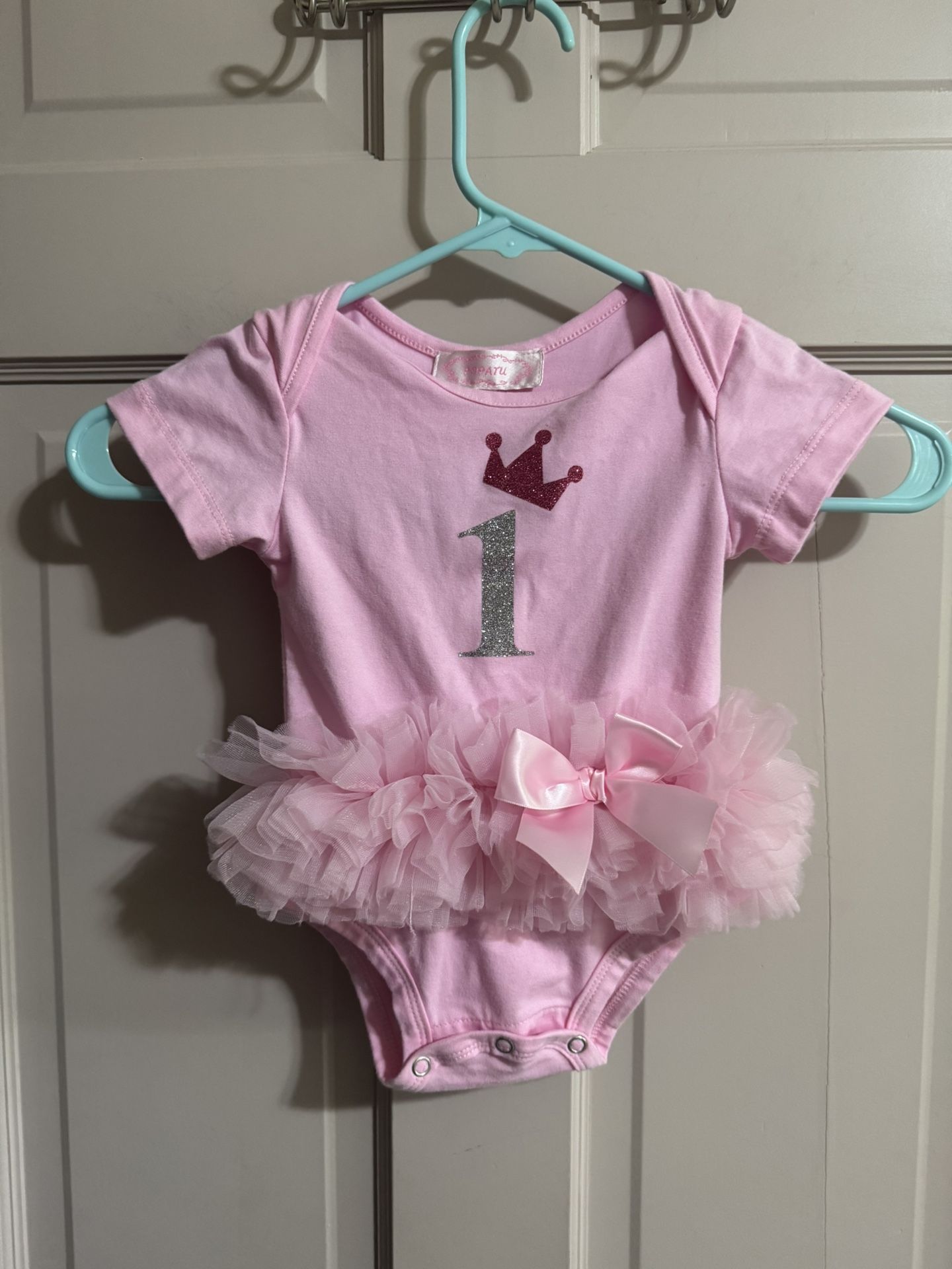 Girls First Birthday Ballerina Tutu Bodysuit Outfit Pink Size 18 Months
