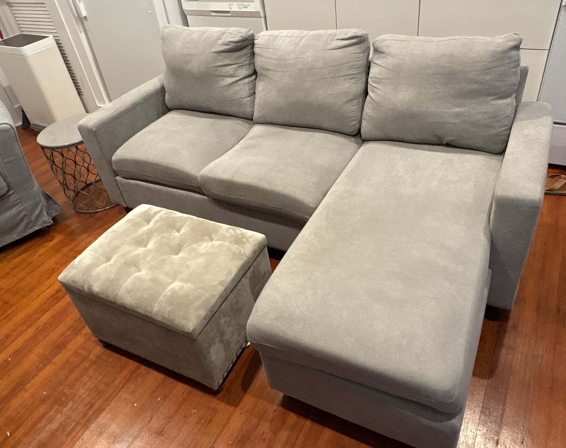 Grey Sofa With Removable Ottoman