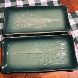 Kay Wayne Pine Needle Ceramic Platters. Read description 1st