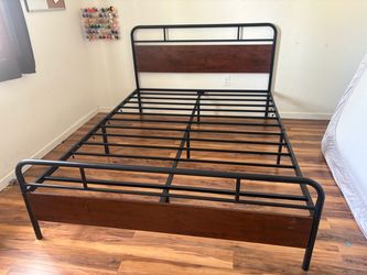 Metal and Wood Queen Bed Frame